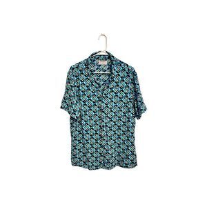 Men’s short sleeve geometric camp shirt Sz M